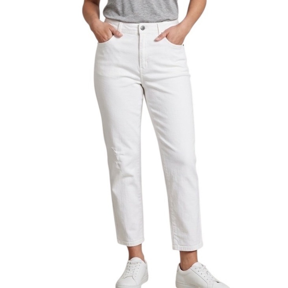 Gloria Vanderbilt White‎ High Rise Tapered Jeans Womens 12P Petite Stretch